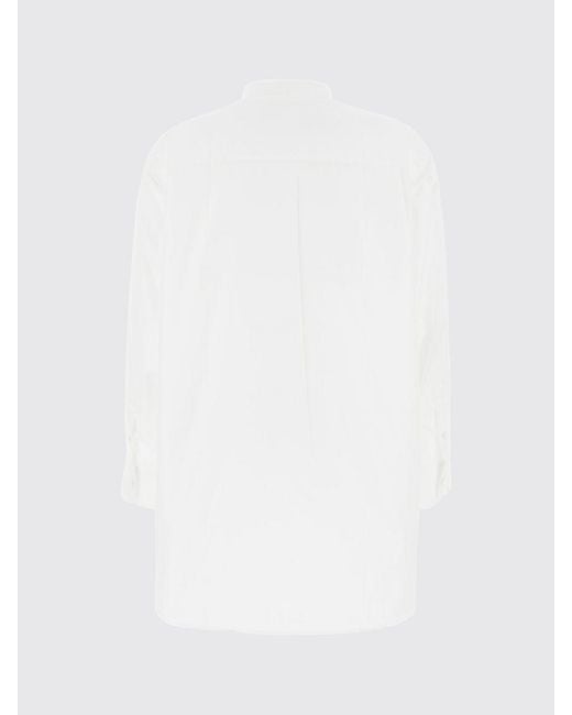 Orian White Relaxed Fit Striped Cotton Flannel Shirt With French Collar
