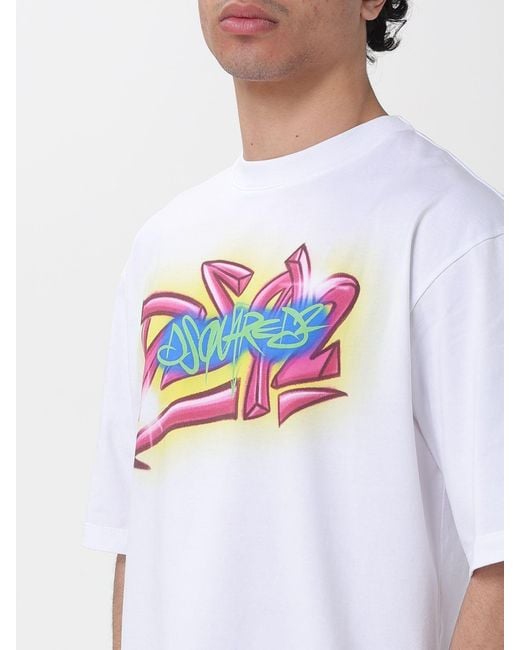 DSquared² White Cotton T-Shirt With Logo for men