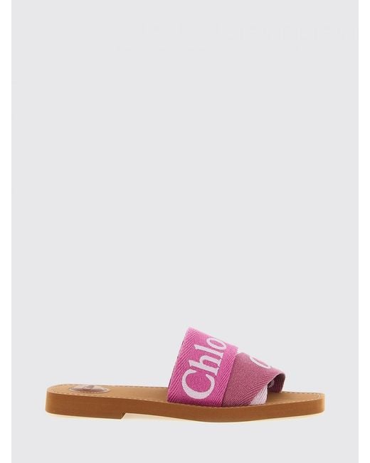 Chloé Pink Chlo&Eacute Woody Canvas Sandals