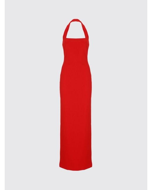 Solace London Red Long Crêpe Dress