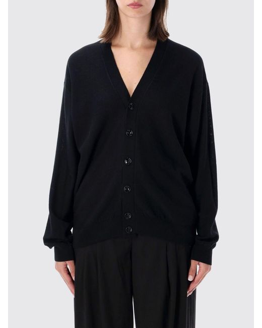 Lemaire Black Relaxed Fit Wool Blend V-Neck Cardigan With Buttons