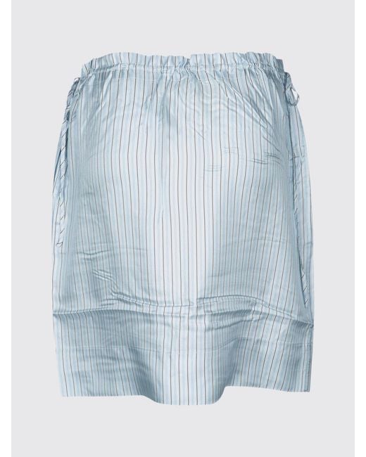 Totême Blue Striped Silk Skirt With Drawstring