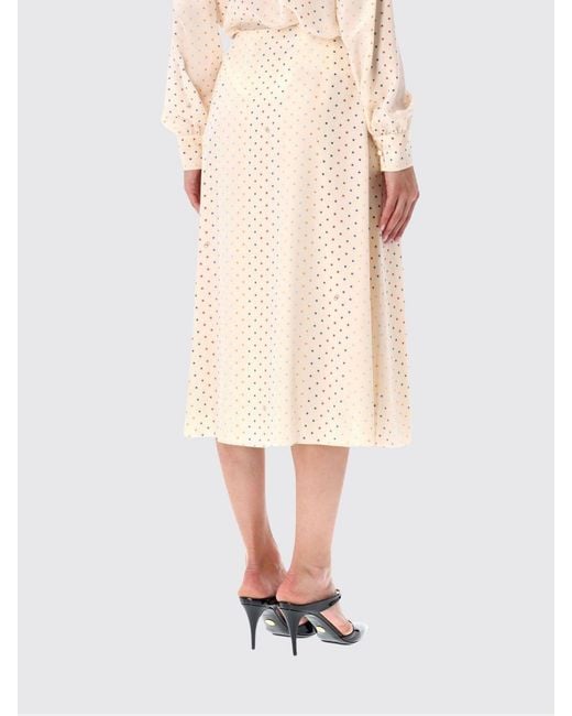 Valentino Garavani Natural Vlogo Signature Print Silk Midi Pencil Skirt