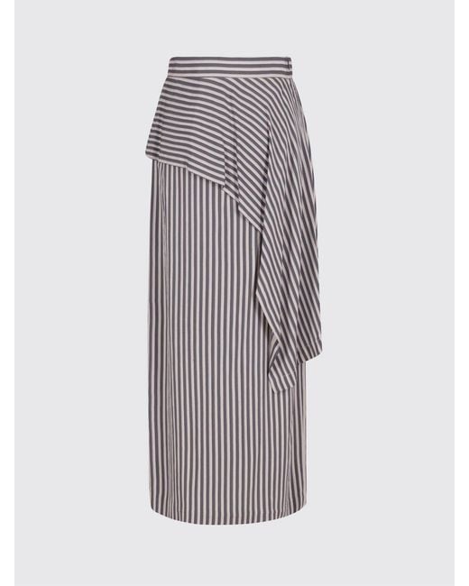 Tela Gray Tilda Striped Viscose Skirt