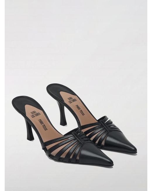 Paris Texas Black Flat Sandals