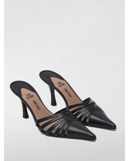 Paris Texas Black Flat Sandals