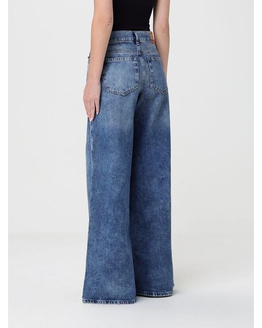 DIESEL Blue Wide-Leg Cotton Denim Jeans