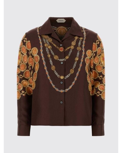 Versace Brown Printed Silk Shirt