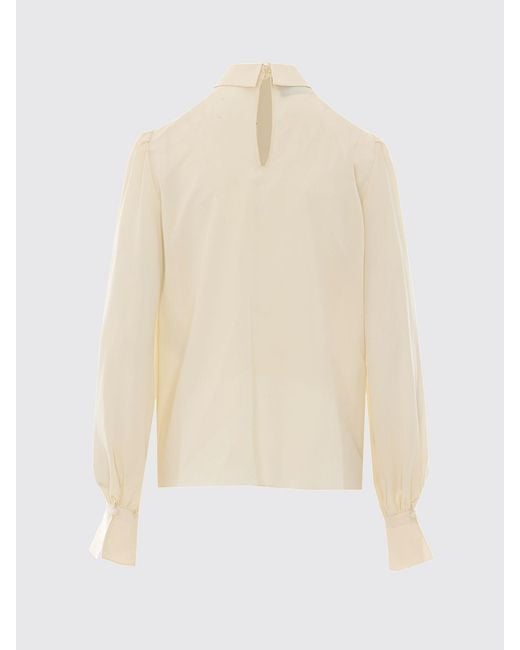 Valentino Natural Silk Shirt With Floral Appliqué And French Collar