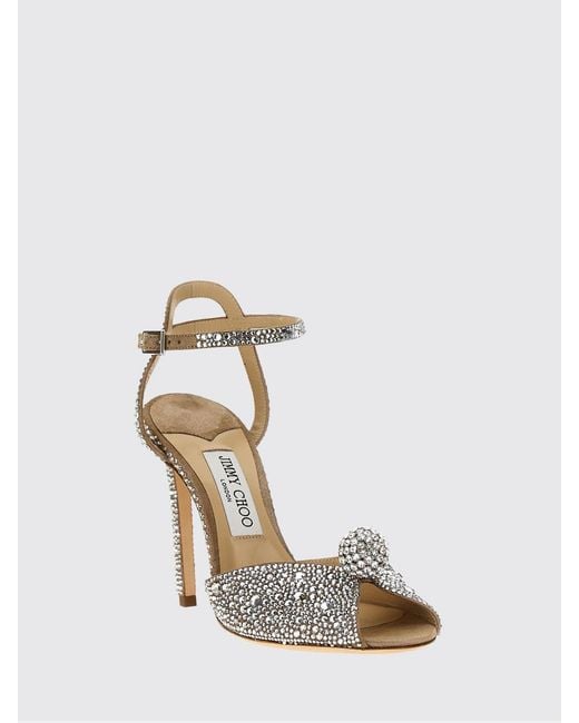 Jimmy Choo White Sacora Crystal-Embellished Velvet High-Heeled Sandals