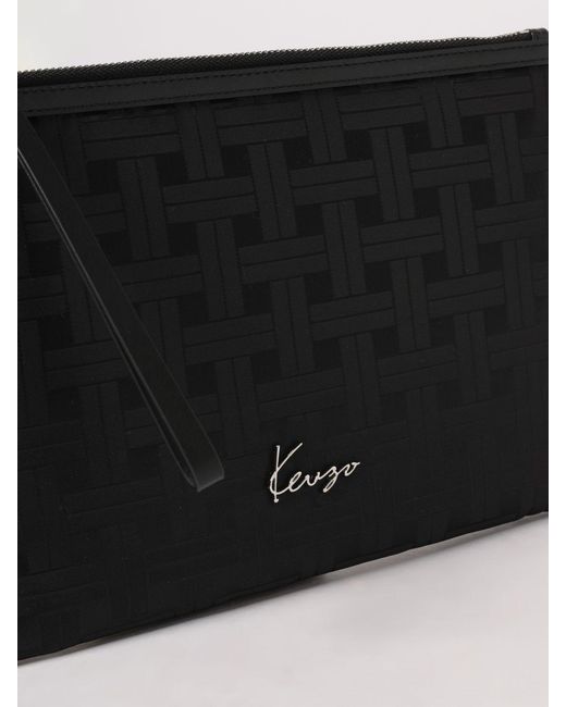 KENZO Black Printed Polyester Belt Bag for men