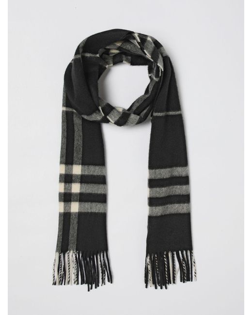 Burberry Black Cashmere Check Pattern Scarf