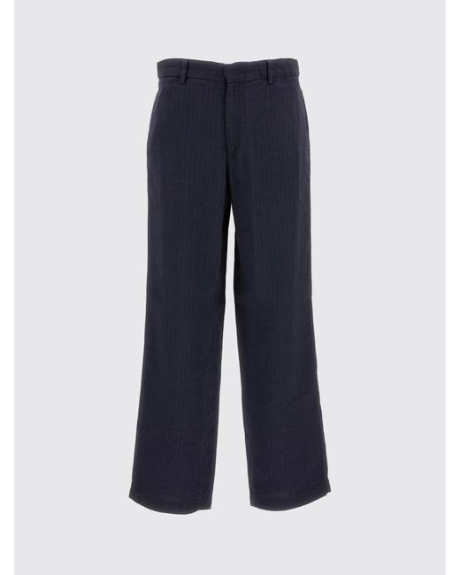 Barena Blue Linen Blend Wide Leg Trousers for men