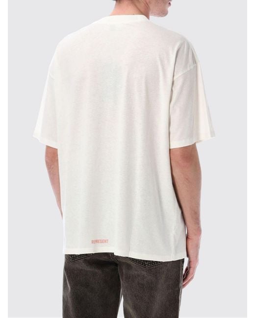 Represent White Cotton Crew-Neck T-Shirt With Logo for men