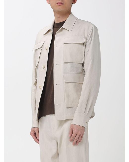 Lardini Natural Linen Blend Shirt Jacket for men