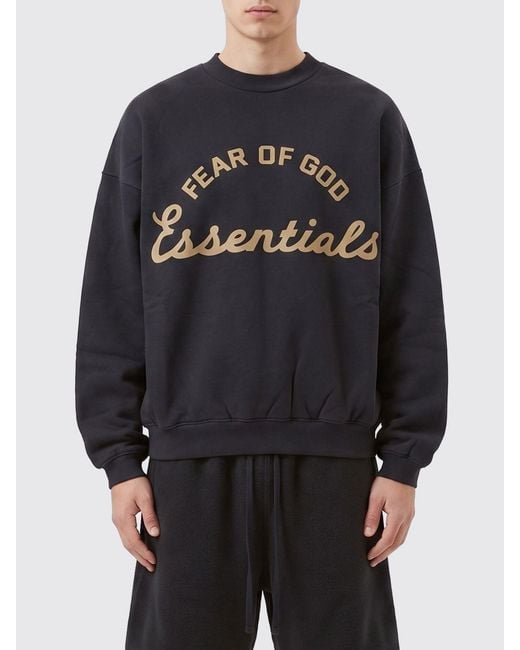 Fear Of God Black Relaxed Fit Crewneck Cotton Jumper With Logo for men