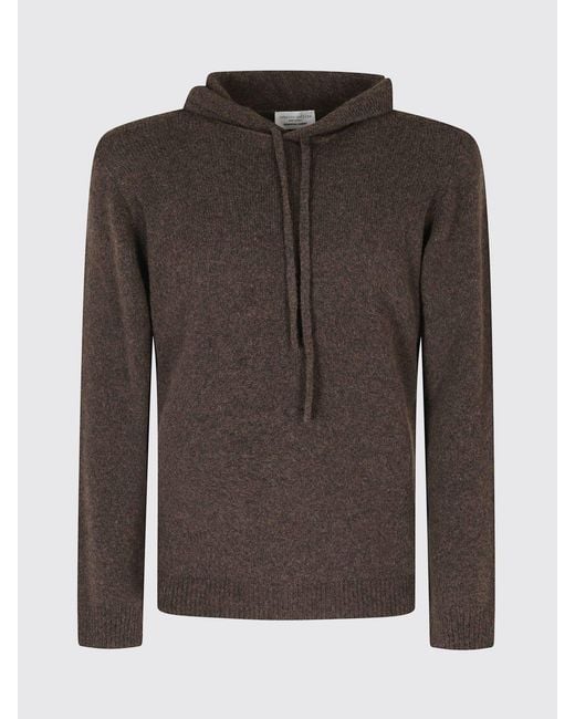 Roberto Collina Gray Merino Wool Knit Hoodie for men
