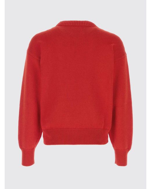 Jil Sander Red Basic Cotton Crew-Neck Sweater for men