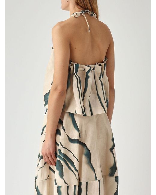 Liviana Conti Natural Printed Linen Top