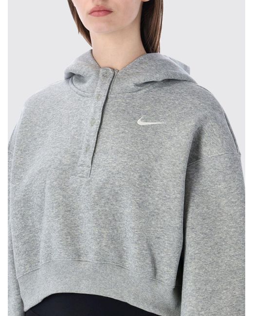 Nike Gray Phoenix Fleece Cotton Blend Sweatshirt