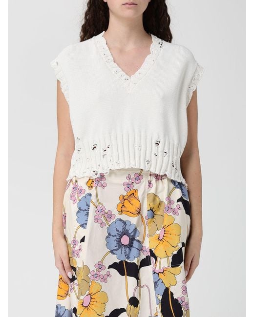 Marni White Cotton Distressed Effect Vest