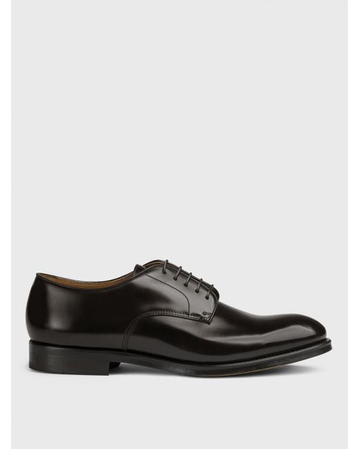 Doucal's Black Brushed Leather Oxford Shoes for men