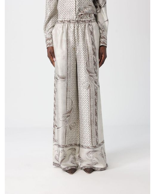 Max Mara Gray Paisley Silk Trousers
