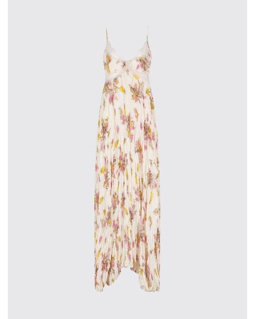 Blumarine White Long Jersey Dress With Floral Print