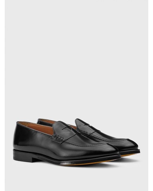 Doucal's Black Brushed Leather Loafers for men