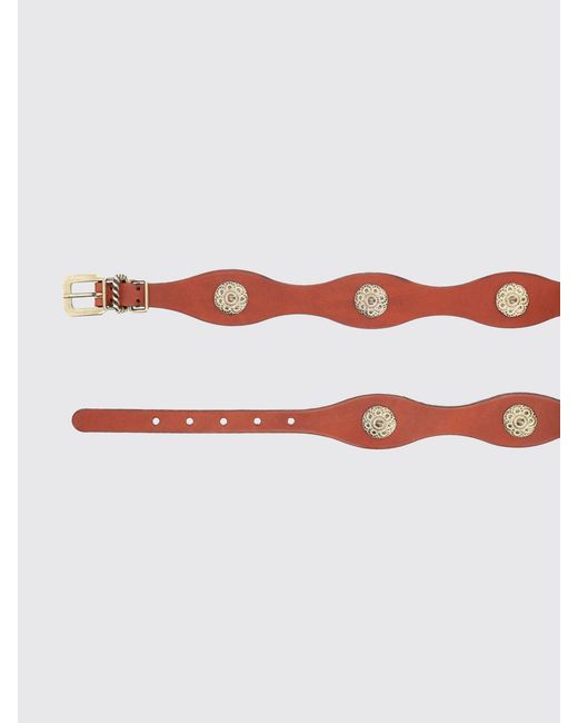 Etro Brown Wave Leather Belt With Studs