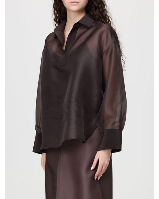 Agnona Brown Silk Organza Shirt