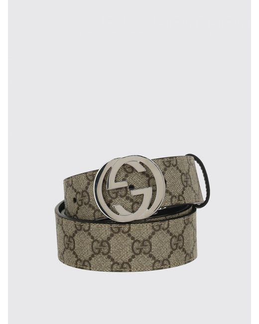 Gucci Brown Reversible Coated Gg Supreme Fabric Belt for men