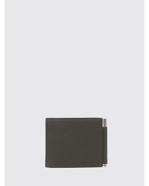 Tom Ford Gray Bifold Leather Wallet With Money Clip And Eight Card Slots for men