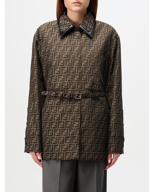 Fendi Black Canvas Jacket With All-Over Monogram