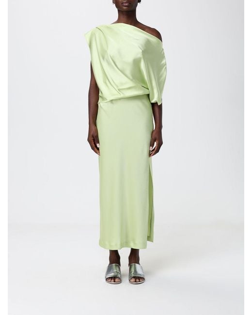 Hanita Green Satin Draped Dress