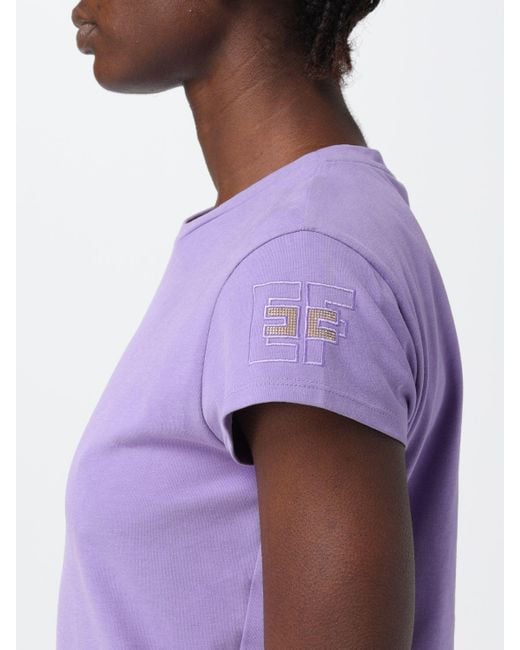 T-shirt in cotone di Elisabetta Franchi in Purple