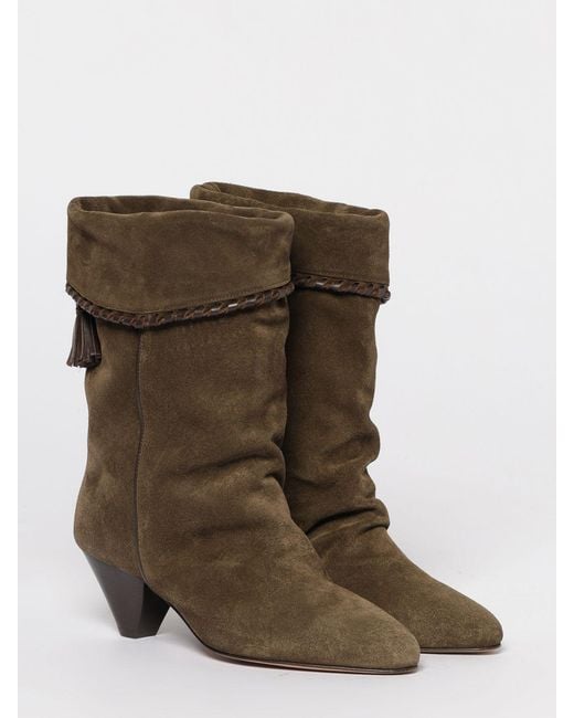 Isabel Marant Brown Dalby Suede Ankle Boots With Tassels