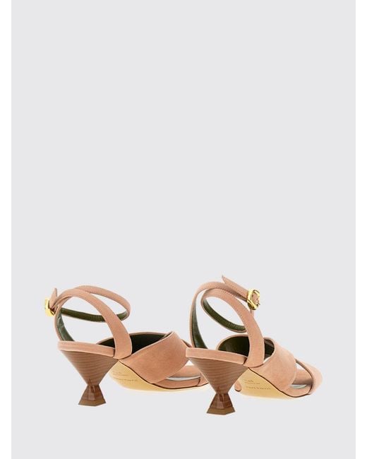 MARIA LUCA Natural Osanna Suede Sandals With Cone Heel And Ankle Strap