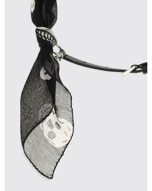 McQueen Black Skull Charm Silk And Leather Bracelet