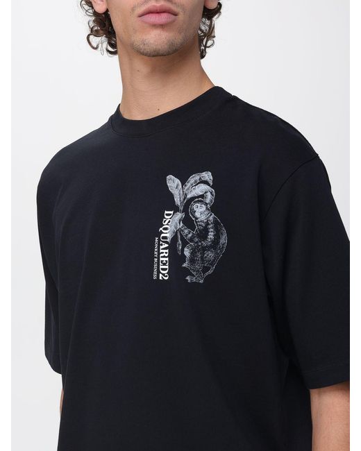 DSquared² Black Cotton T-Shirt With Logo for men