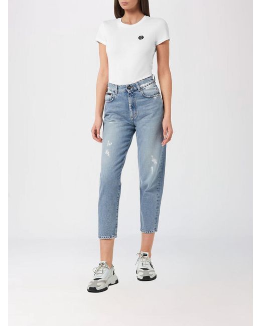 Philipp Plein Blue Cropped Fit Jeans
