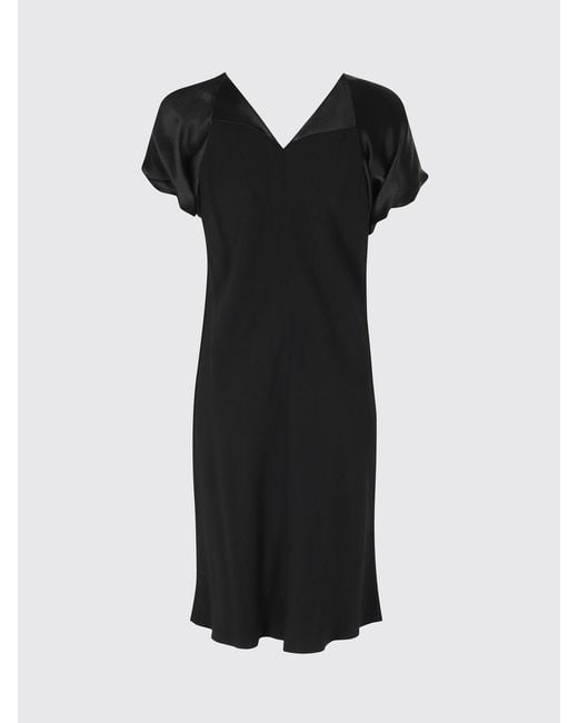 Alberta Ferretti Black Off-The-Shoulder Satin Sheath Midi Dress With Boat Neck