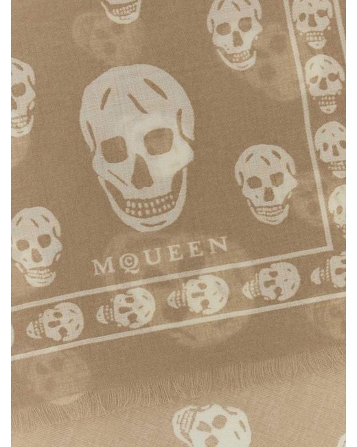 McQueen Natural Skull Jacquard Modal Scarf