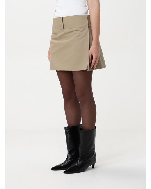 Courreges Natural Mini Pleated Cotton Skirt