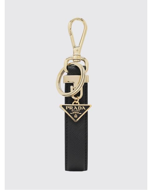 Prada White Saffiano Leather Keyring