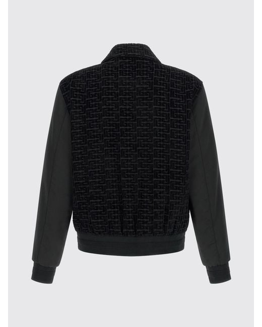Balmain Black Cotton Blend Bomber Jacket for men