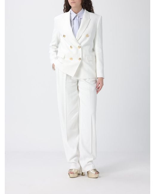 Elisabetta Franchi White Stretch Viscose Double Breasted Blazer
