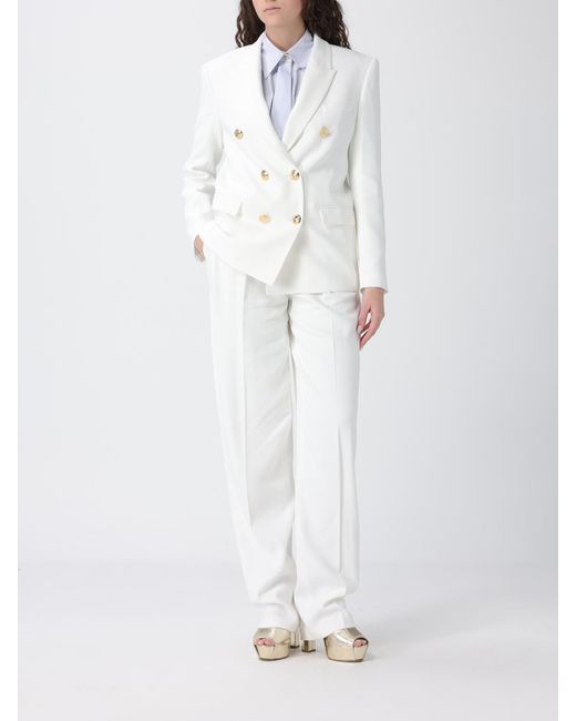Elisabetta Franchi White Stretch Viscose Double Breasted Blazer