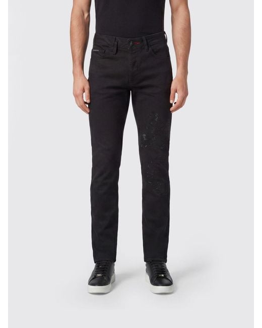 Philipp Plein Black Dragon Strass Skinny Fit Jeans for men
