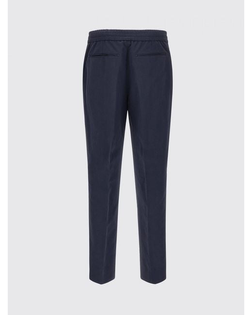 Brioni Blue Linen And Cotton Trousers With Drawstring for men